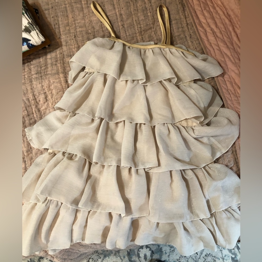 gold chiffon cocktail dress